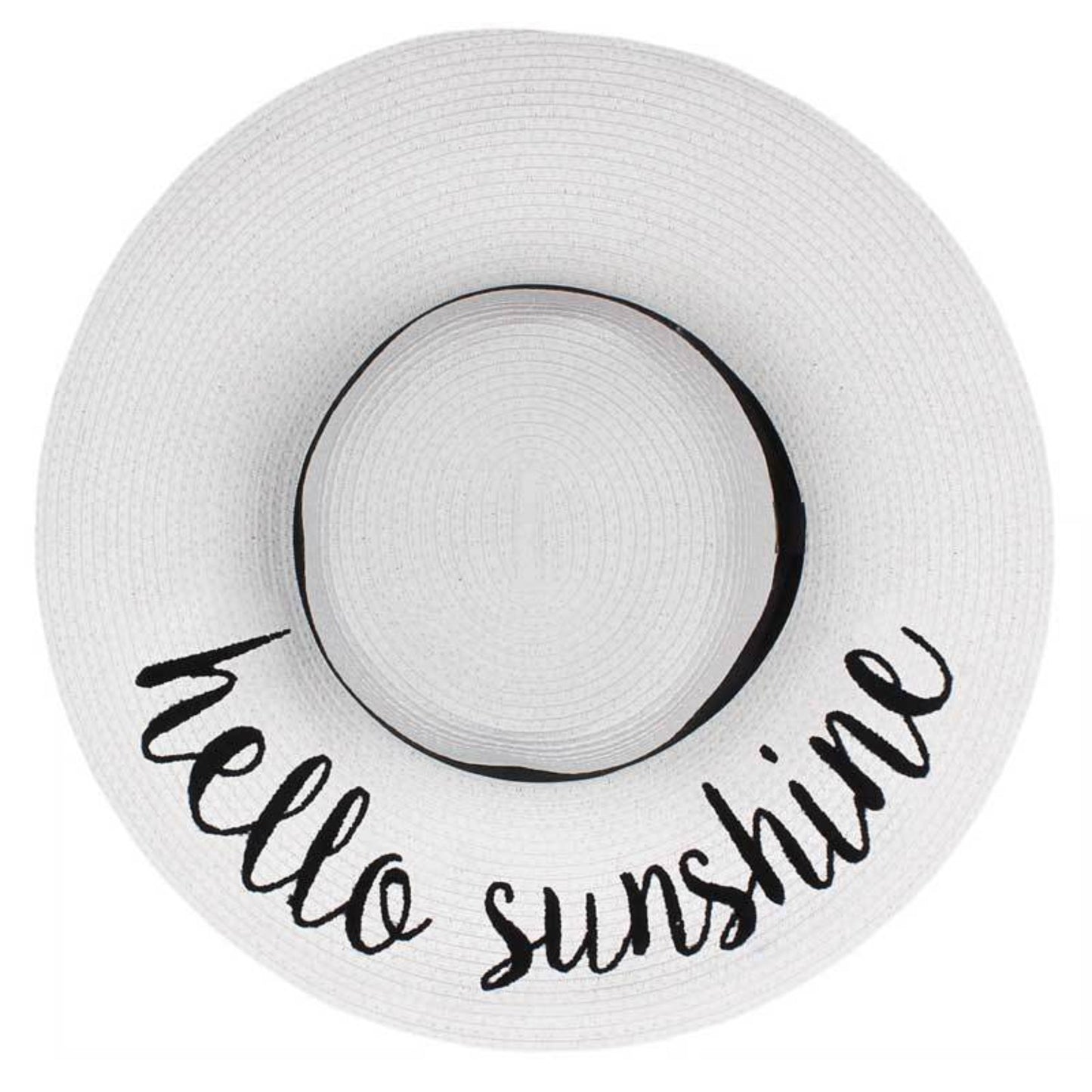 C.C Paper Brim Straw Hat With Lettering And Ribbon Band 100% Paper Straw