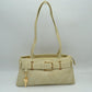 Belted Shoulder Bag with Key Charm Accent - Beige - Shoulder Bag