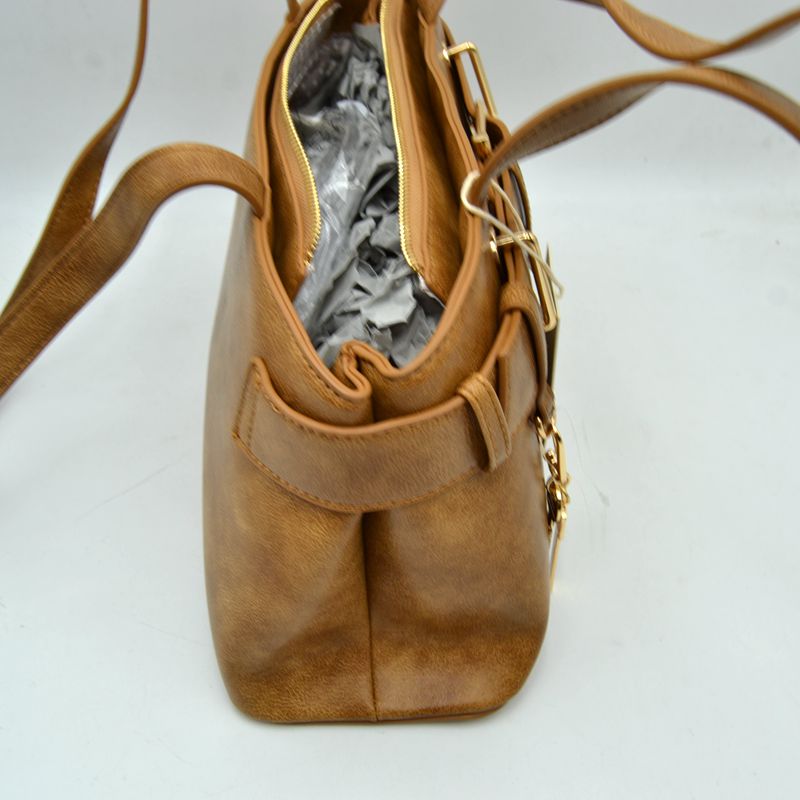 Belted Shoulder Bag with Key Charm Accent - Shoulder Bag
