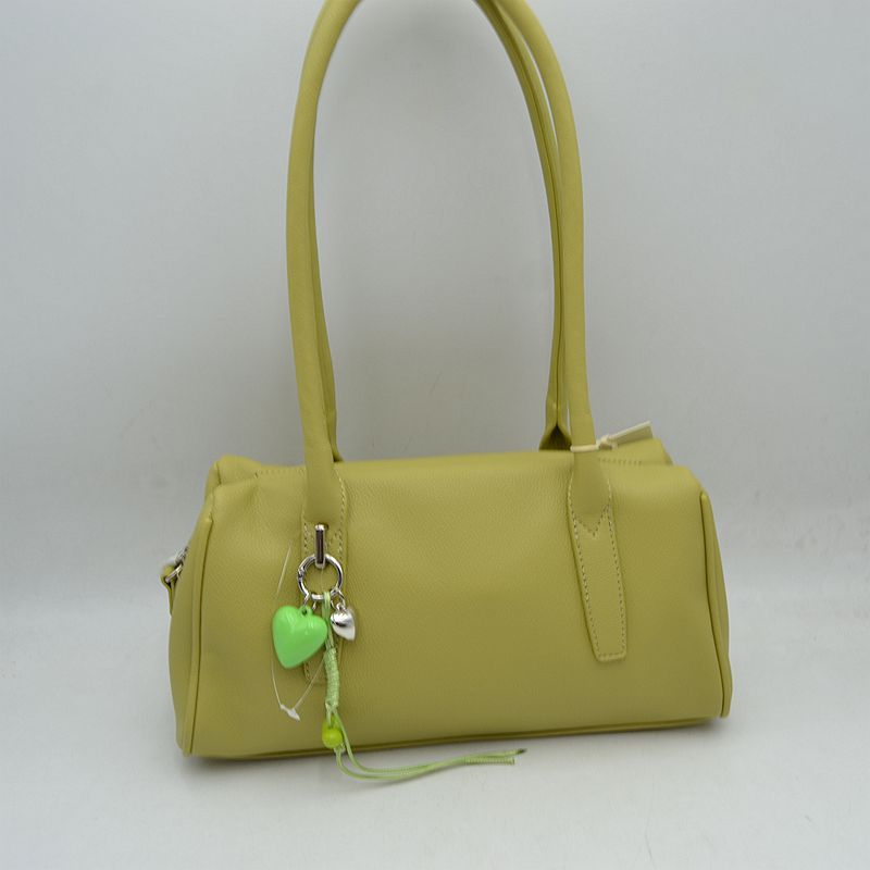 Classic Structured Shoulder Bag with Heart Charm Accent - Green - Shoulder Bag