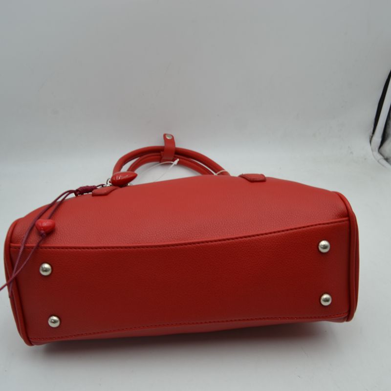 Classic Structured Shoulder Bag with Heart Charm Accent - Shoulder Bag