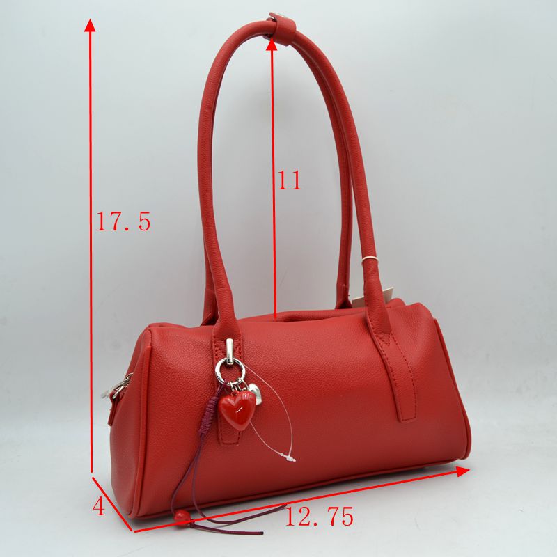 Classic Structured Shoulder Bag with Heart Charm Accent - Shoulder Bag