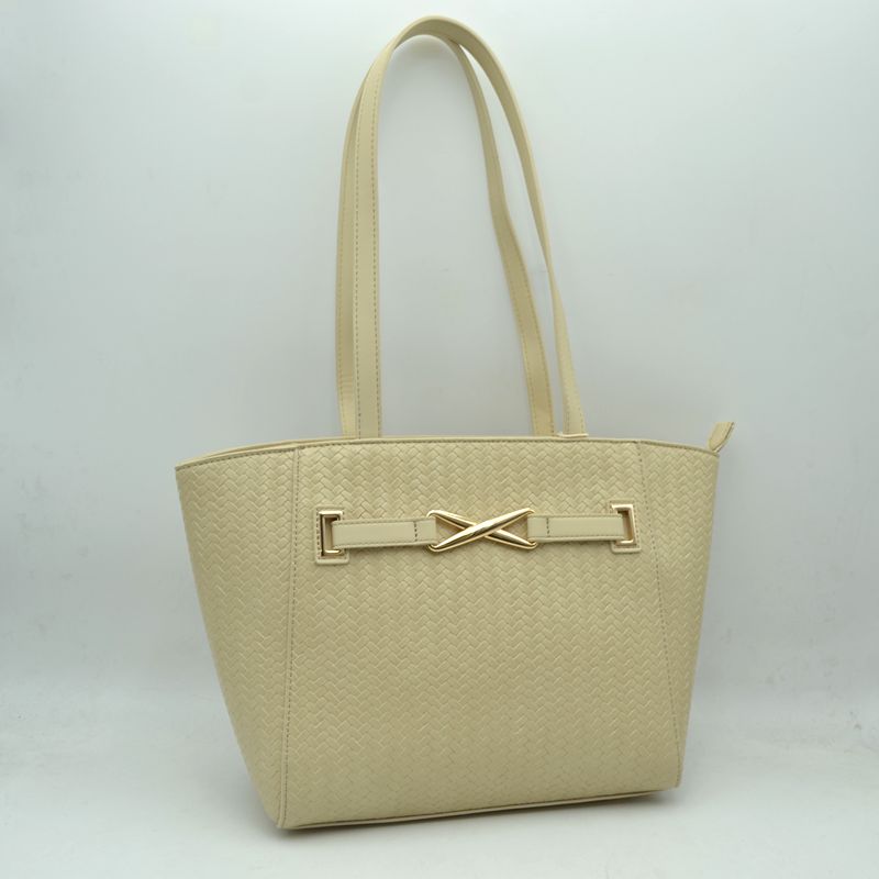 Women’s Structured Trapeze Shoulder Handbag | Classic Everyday Everyday Work Tote - Beige - Tote Bags