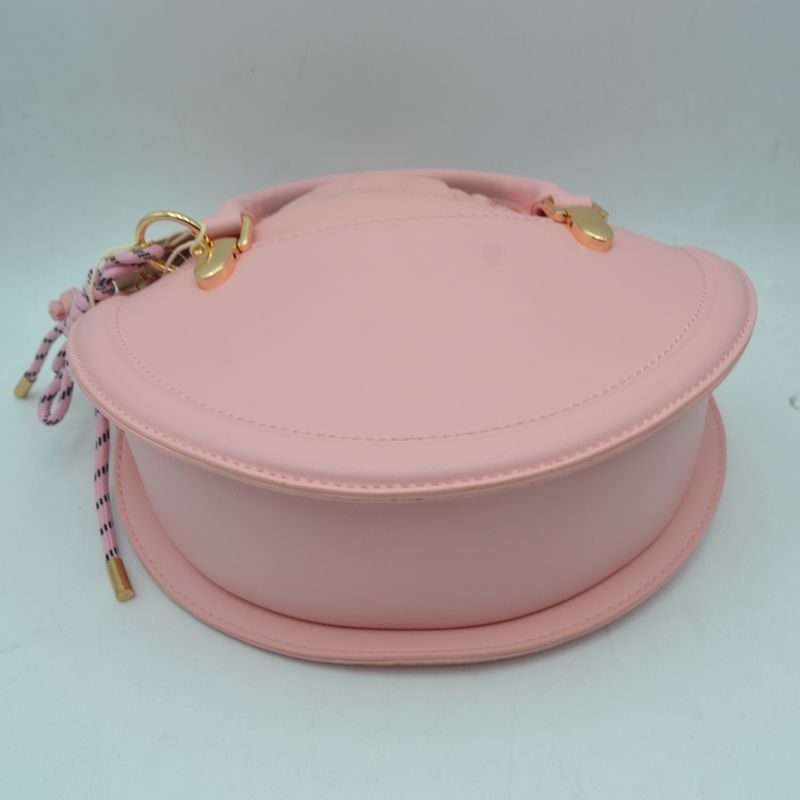 Curved Top Handle Handbag with Drawstring Inner Pouch - Hand Bag