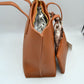 Structured Shoulder Tote Bag with Matching Pouch and Scarf - Taupe - Tote Bag
