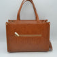 Woven Tote Bag with Decorative Gold Buckle and Crossbody Strap - Tote Bag