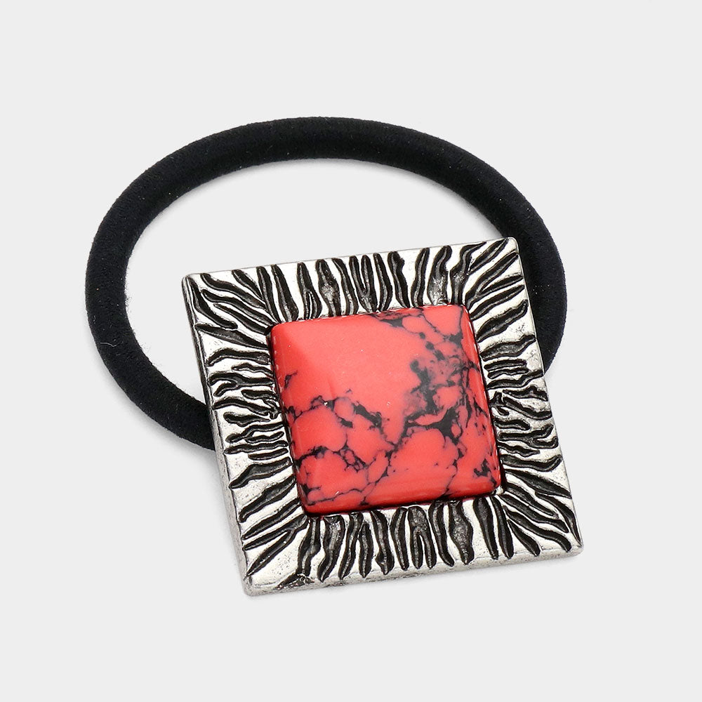 Madeline Love Red Square Natural Stone Stretch Hairband - Hair Accessories