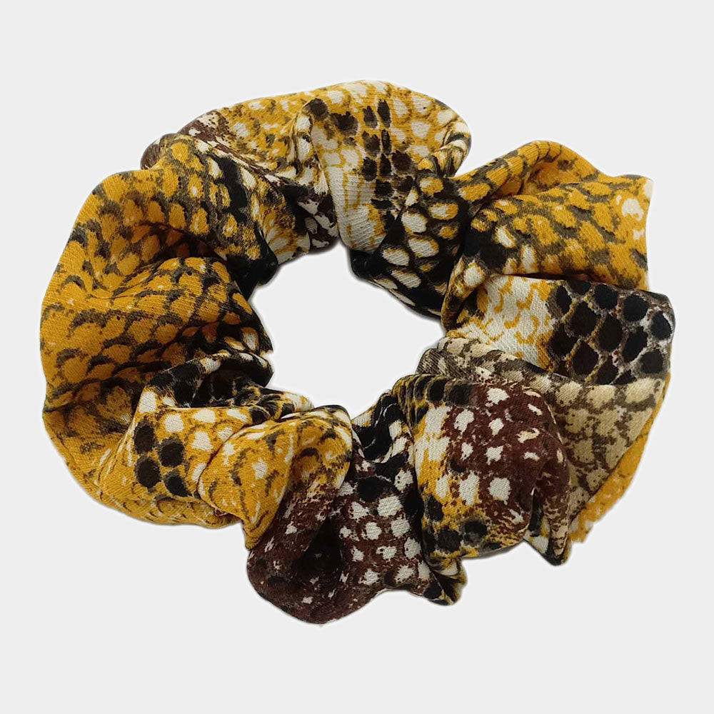 Madeline Love Yellow Snake Print Scrunchie Hairband - Hair Accessories