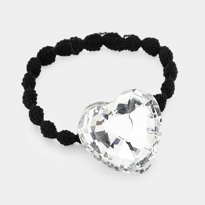 Madeline Love Clear Crystal Heart Accented Stretch  Hair Band - Hair Accessories