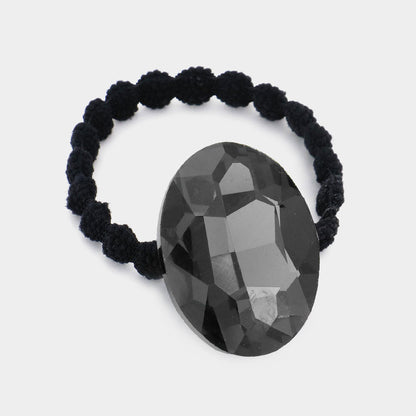Madeline Love Black Diamond Crystal Oval Accented Stretch Hairband - Hair Accessories