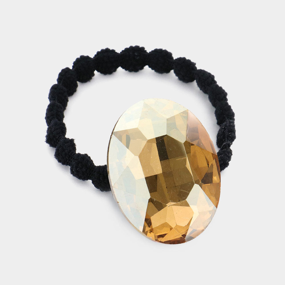 Madeline Love Brown Crystal Oval Accented Stretch Hairband - Hair Accessories