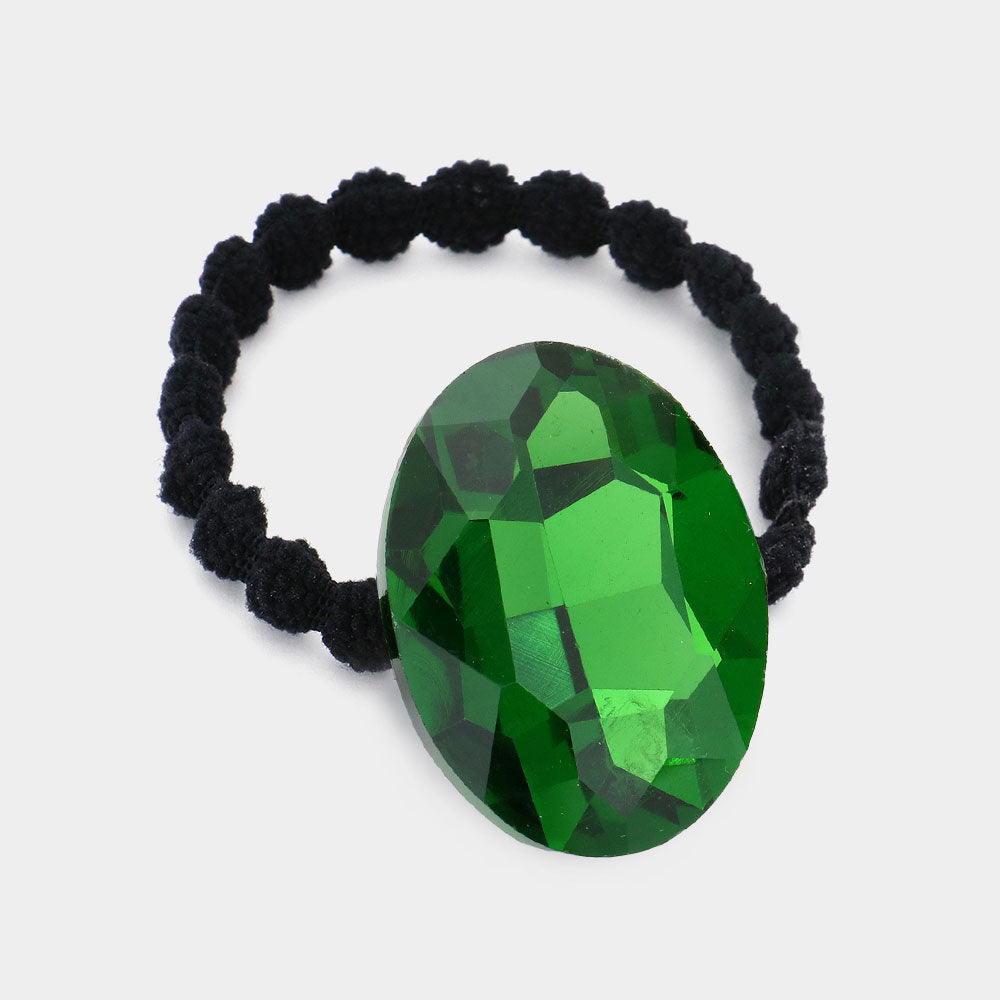 Madeline Love Green Crystal Oval Accented Stretch Hairband - Hair Accessories