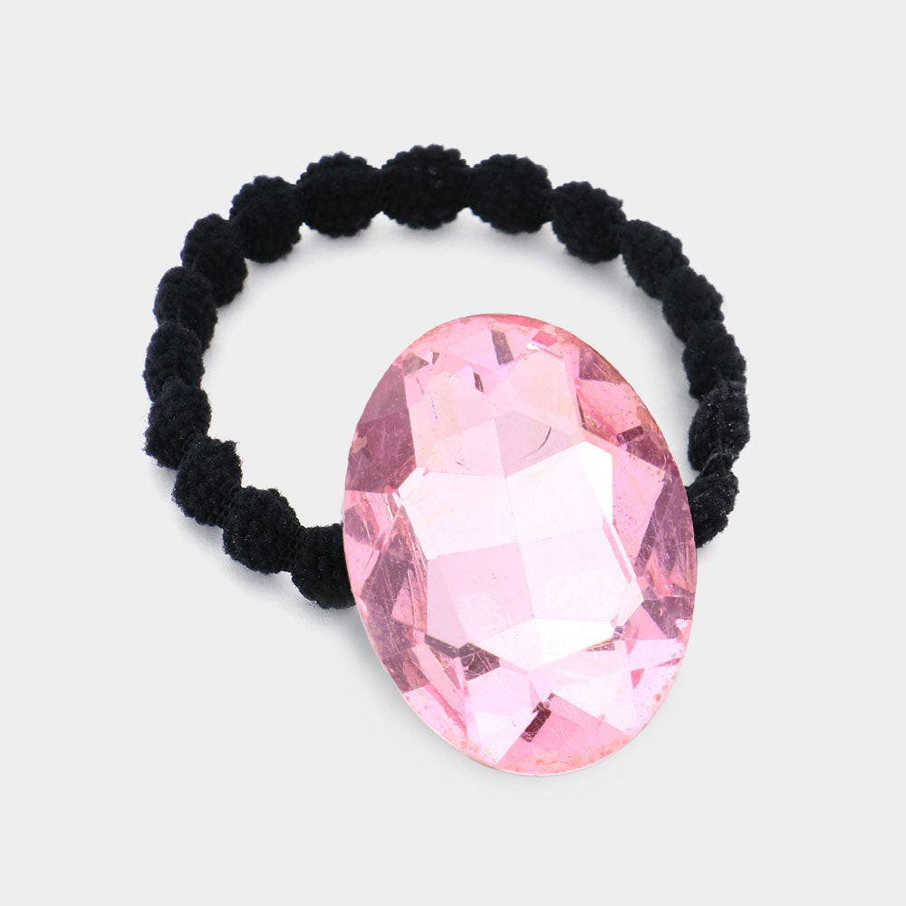 Madeline Love Pink Crystal Oval Accented Stretch Hairband - Hair Accessories
