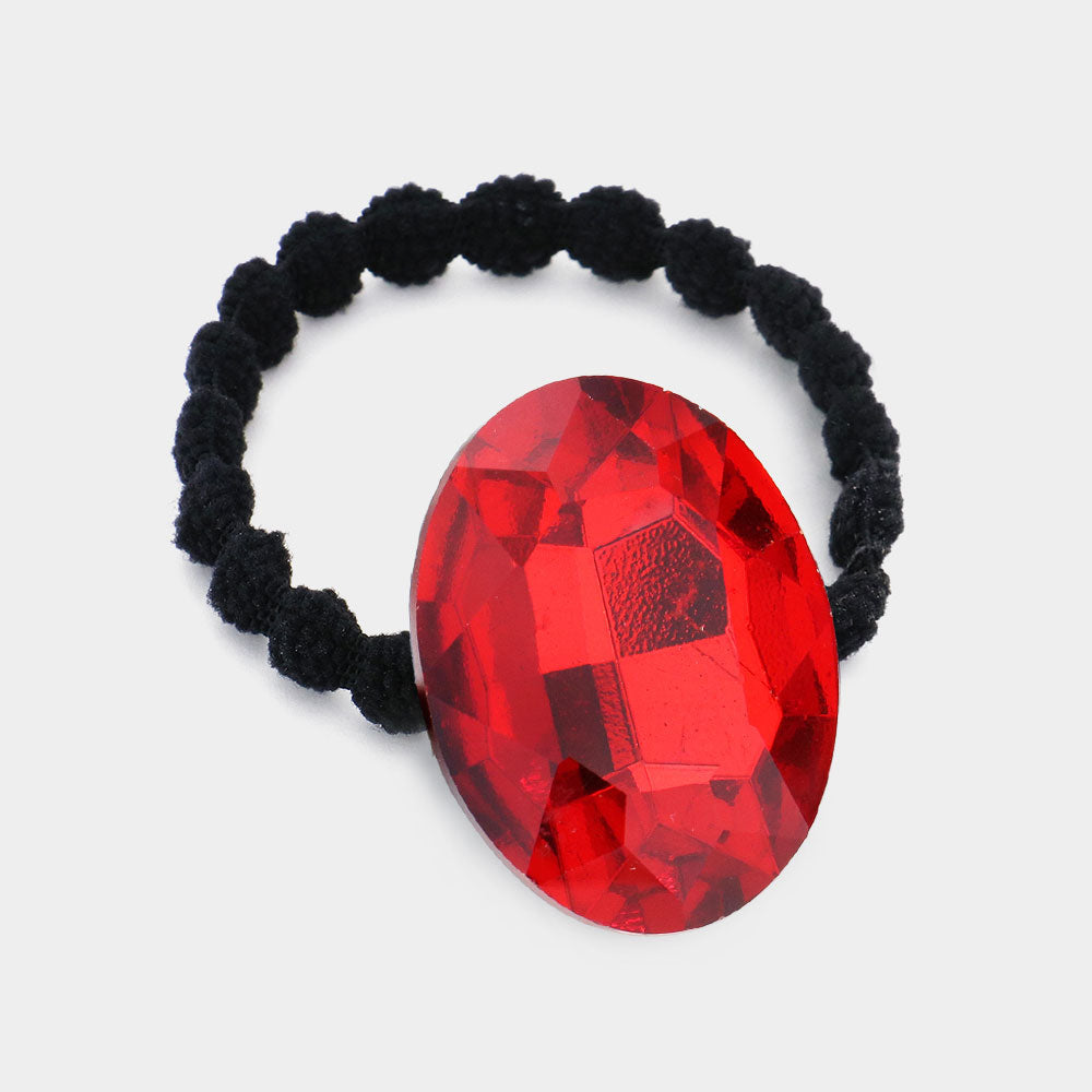 Madeline Love Red Crystal Oval Accented Stretch Hairband - Hair Accessories