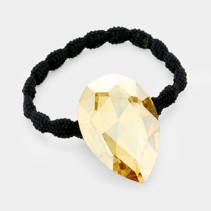 Madeline Love Brown Crystal Teardrop Accented Stretch  Hair Band - Hair Accessories