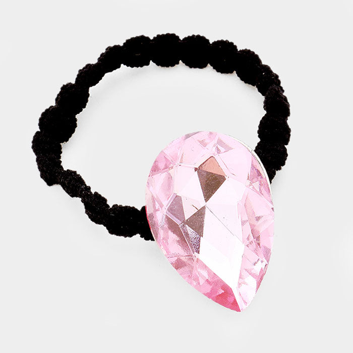 Madeline Love Pink Crystal Teardrop Accented Stretch  Hair Band - Hair Accessories