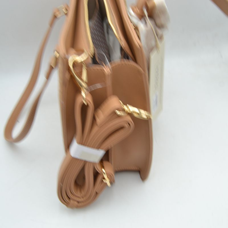 Woven Straw Satchel Bag with Detachable Shoulder Strap and Decorative Scarf Accent - Satchel Bag