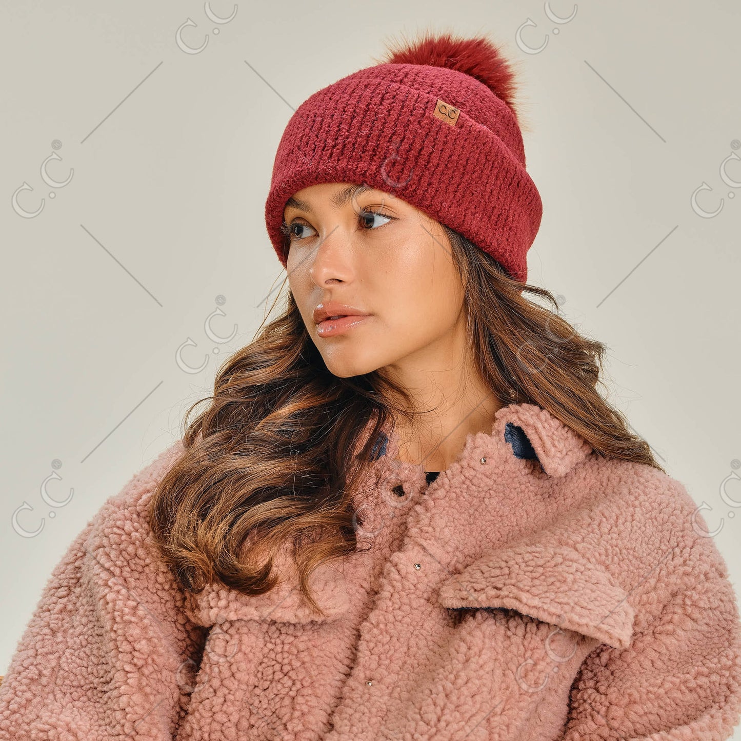 C.C Plush Terry Chenille Pom Beanie