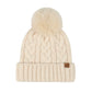 C.C Heathered Cable Knit Beanie With Pom