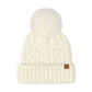 C.C Heathered Cable Knit Beanie With Pom