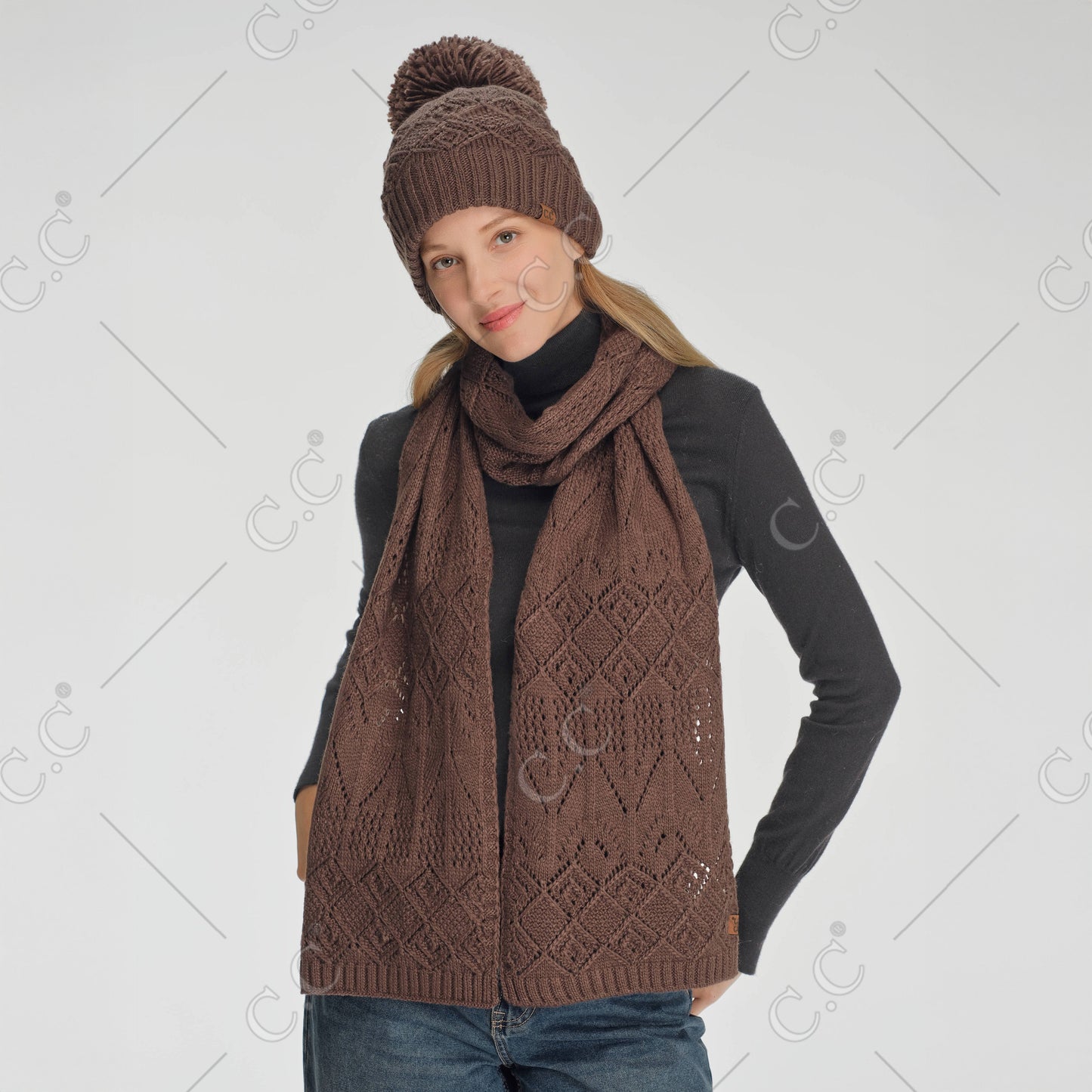 C.C Diamond Lace Pattern Scarf