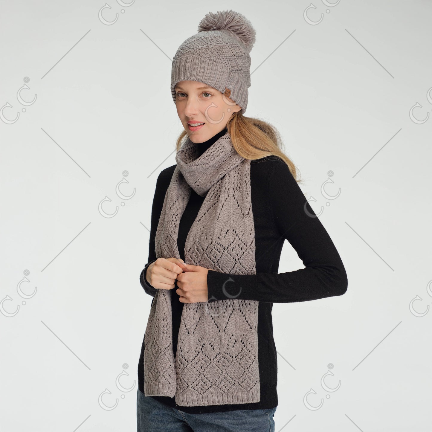 C.C Diamond Lace Pattern Scarf