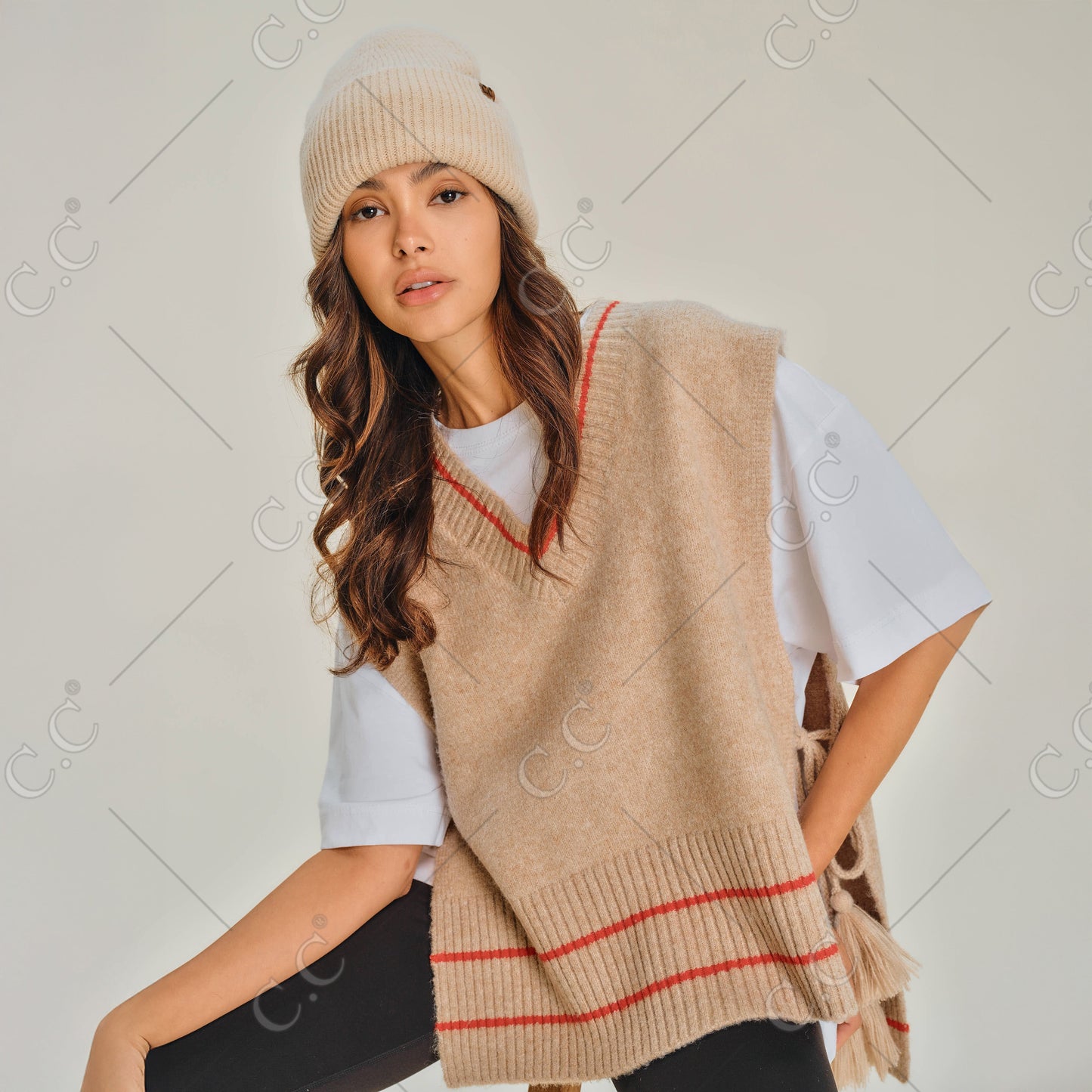 C.C Stripe With Tassel Vest