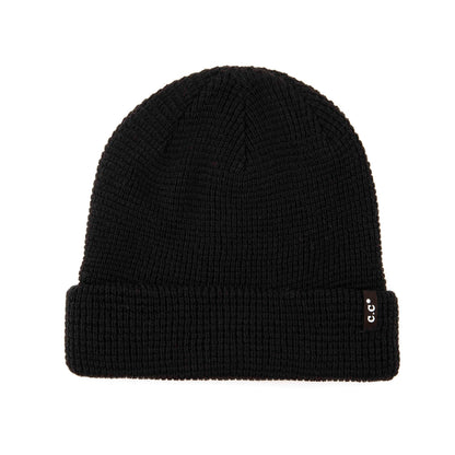 C.C Waffle Knitted Beanie - Black - Unisex Hats