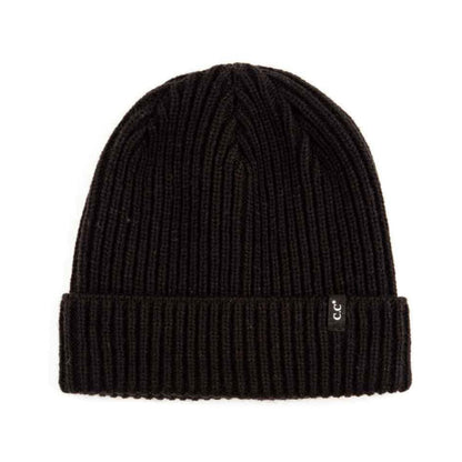 C.C Ribbed Knit Beanie - Black - Unisex Hats