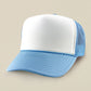 Madeline Love Light Blue, White Plain Two Tone Mesh Back Trucker Hat - Hats