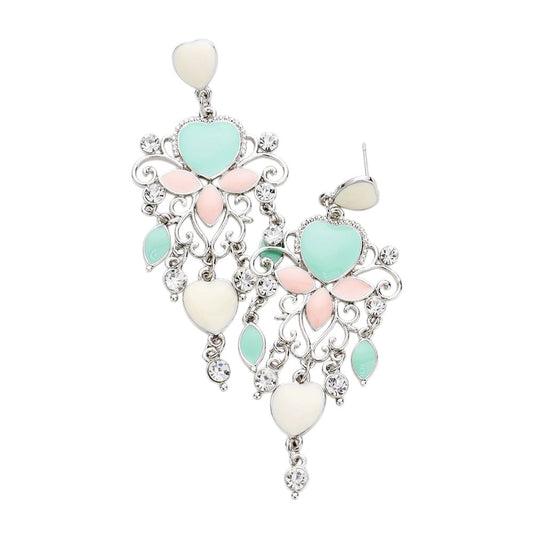 Heart Chandelier Earrings are the perfect accessory for any formal occasion. Crafted from high-quality materials, they feature a delicate, intricate design that adds sophistication to any outfit. The unique heart shape makes a bold statement, elevating your look with elegance and charm.