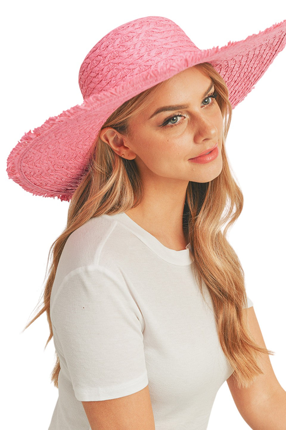 Hot Pink Solid Floppy Sun Hat provides superior UV protection while maintaining a timeless silhouette. Constructed with durable materials that retain shape throughout wear, it features an adjustable interior band for a secure fit across head sizes. The lightweight design ensures comfort during extended outdoor activities, making it an essential accessory for both sun protection and refined style.