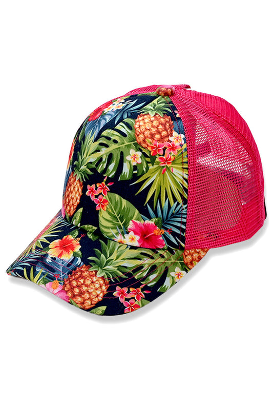 Hot pink C.C Tropical Cross Band Mesh Back Trucker Cap is the perfect blend of style and functionality. The mesh back design provides ventilation, while the crossband adds a trendy touch. With its versatile design, this cap is perfect for any outdoor activity. Grab yours now and stay cool under the sun.
