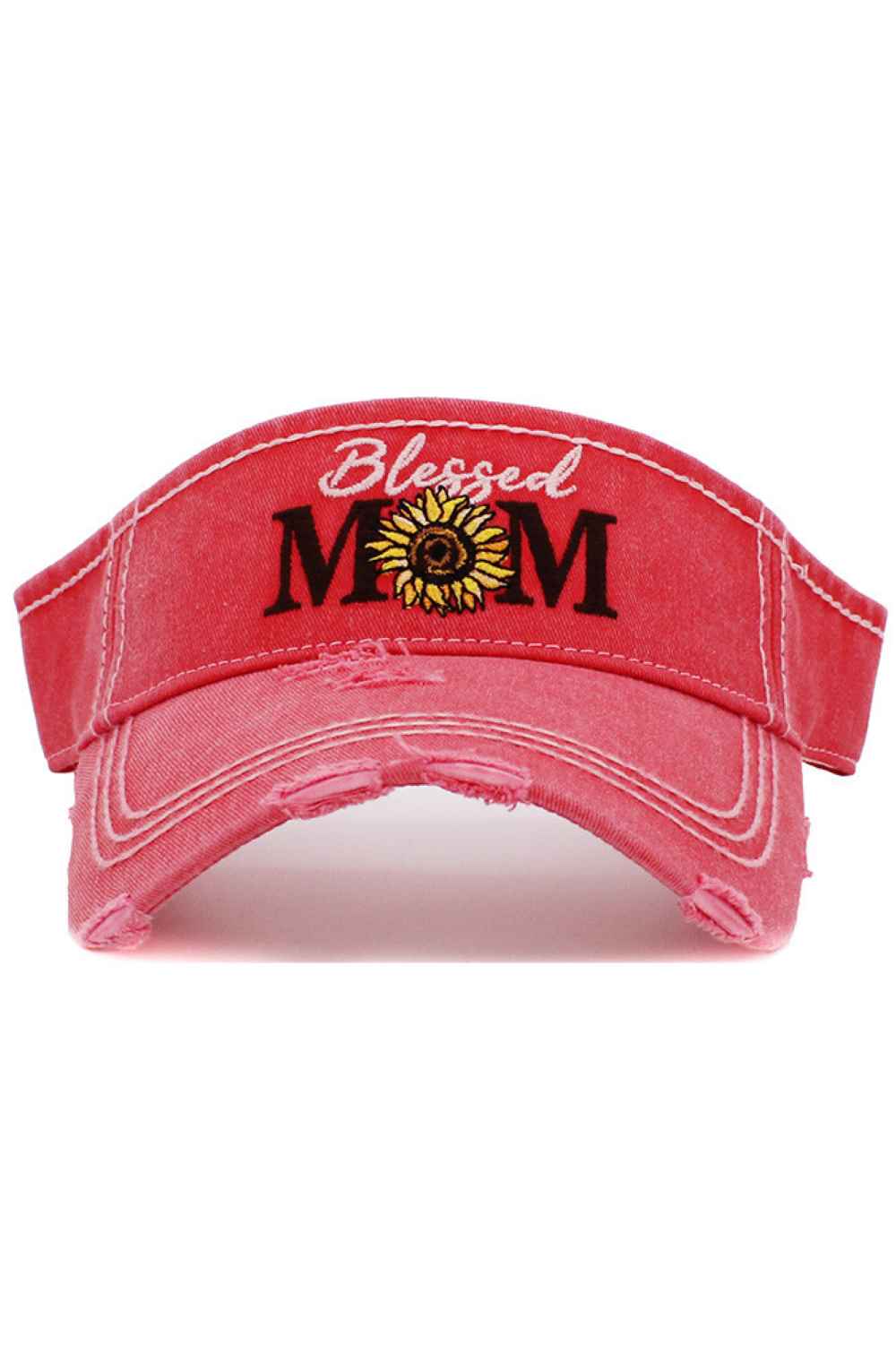 Hot Pink Celebrate motherhood in effortless style with the Blessed Mom vintage visor cap, featuring a softly distressed finish and heartfelt embroidered design. Lightweight and adjustable for all-day comfort, this casual visor is perfect for sunny outings, errands, or relaxed weekend wear.