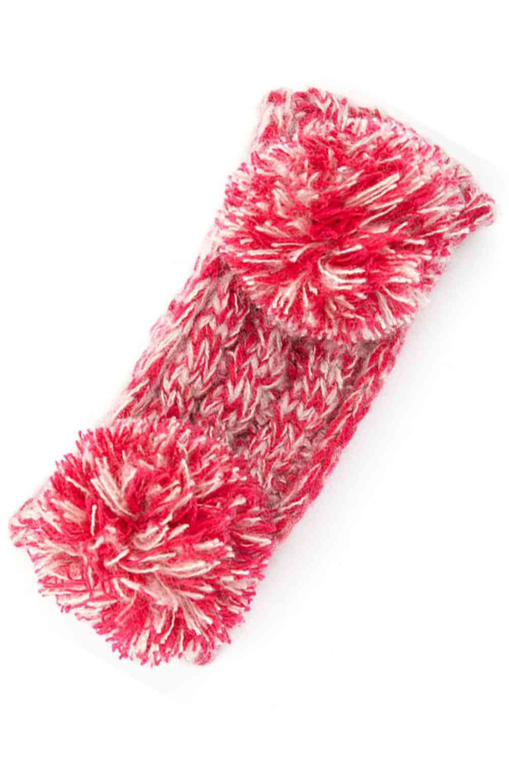 Hot Pink Cozy two-tone kids head wrap featuring a soft fuzzy lining for extra warmth and comfort. Double pom-pom design adds playful style perfect for cold weather. Crafted from 100% acrylic for durability and easy care. One size fits most children. A practical accessory that keeps little ones warm while looking adorable.