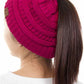Hot pink The C.C Solid Color Ponytail Messy Bun Beanie combines comfort with versatility for effortless everyday style. Crafted from 100% soft acrylic, this beanie features an open crown design that accommodates ponytails and messy buns while keeping you warm. The one-size-fits-most construction ensures a secure, flattering fit for virtually anyone. Perfect for casual outings, workouts, or relaxed weekends, this practical accessory transitions seamlessly from season to season.