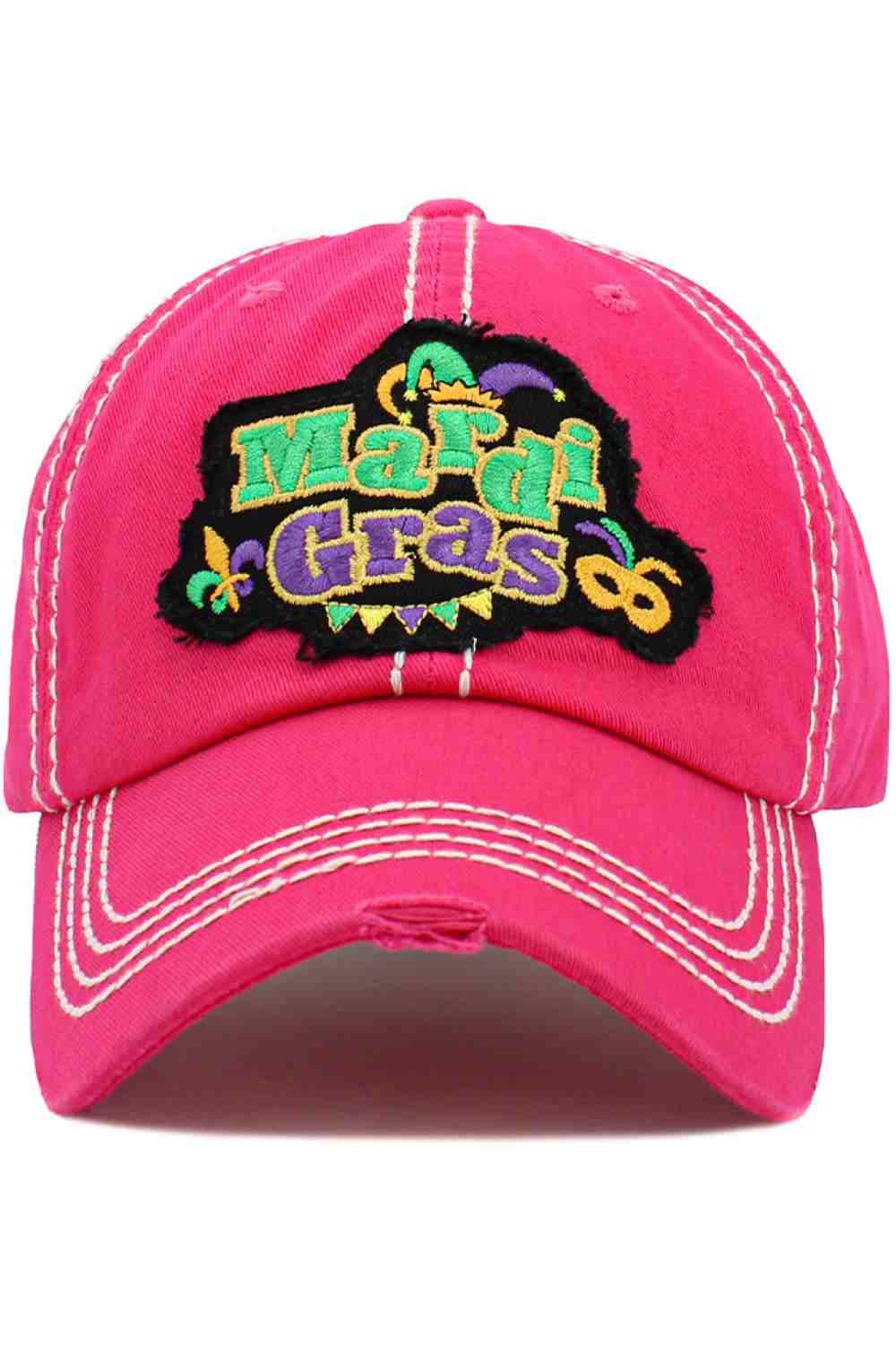 Hot Pink The MARDI GRAS Vintage Ball Cap features a festive, vintage-inspired design that adds a fun pop of color and personality to any casual look. Comfortable and easy to wear, it’s perfect for celebrations, everyday outings, and showing off your Mardi Gras spirit year-round.