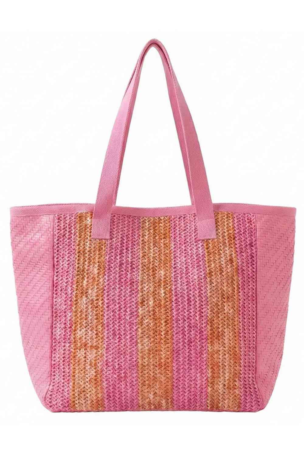 Hot Pink Carry your essentials in timeless style with this Nautical Stripe Tote Bag. Featuring classic navy and white stripes, this spacious 22" x 14" x 8" bag is crafted from durable 100% polyester for everyday wear. The secure magnetic snap closure keeps your belongings safe, while an inner pocket provides convenient organization. Perfect for beach trips, shopping, or work, this versatile tote combines nautical charm with practical functionality.