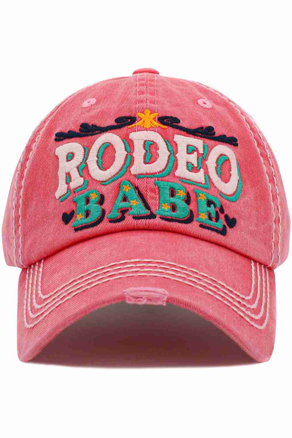 Hot Pink The RODEO BABE Vintage Ball Cap features a bold, western-inspired design with a classic vintage look. Comfortable and easy to wear, it’s perfect for everyday outfits, casual outings, and adding a touch of rodeo attitude to your style.