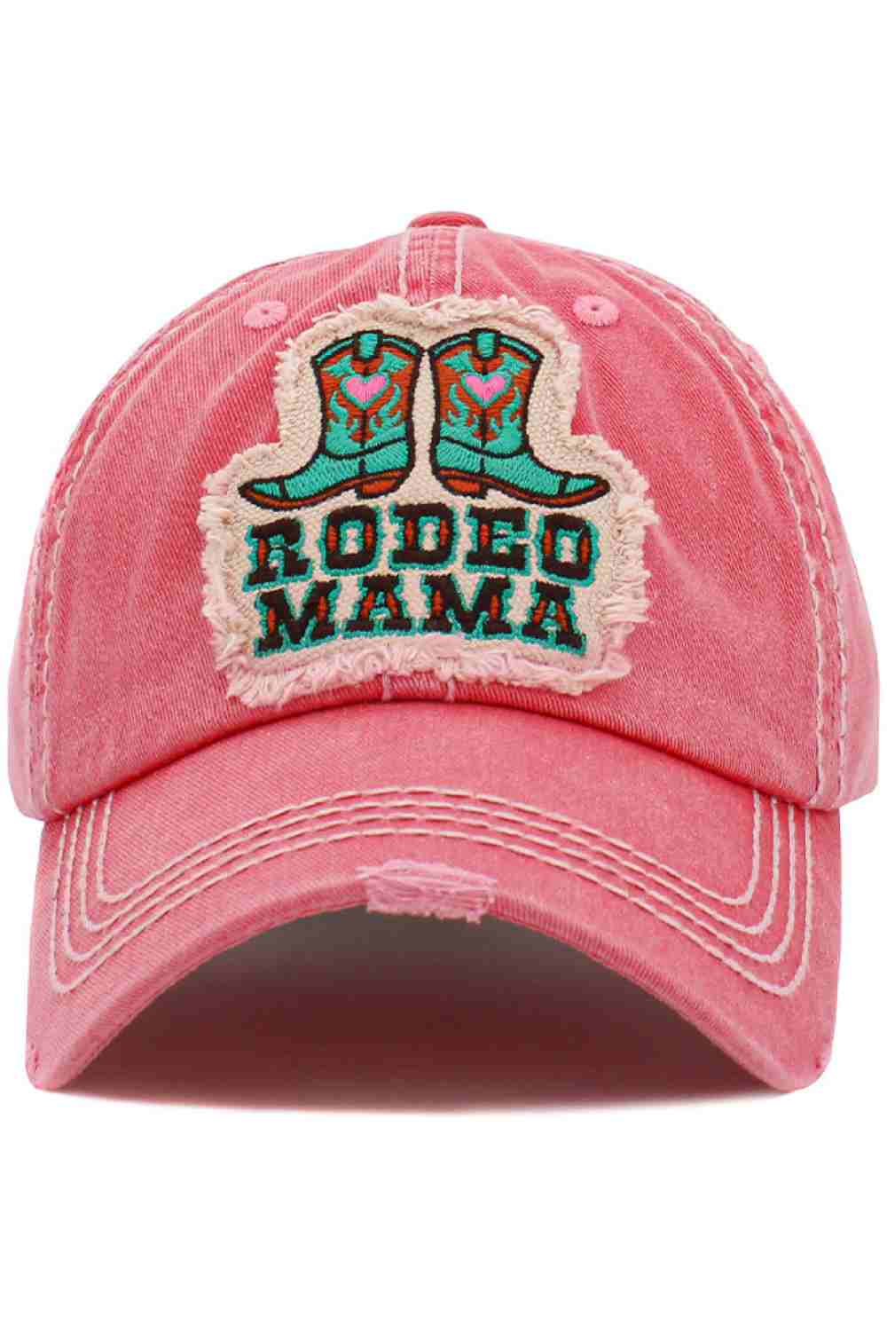 Hot Pink The RODEO MAMA Washed Vintage Baseball Cap features a bold, western-inspired slogan with a perfectly worn-in vintage wash for a laid-back, confident look. Comfortable and easy to style, it’s ideal for everyday wear, country vibes, and casual outings.