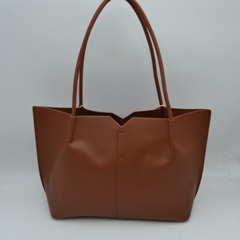 Minimalist Structured Tote Bag with Geometric Cutout and Tassel Accent - Shoulder Bag