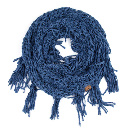 C.C Chenille Infinity Scarf With Tassel - Dk. Denim - Scarves