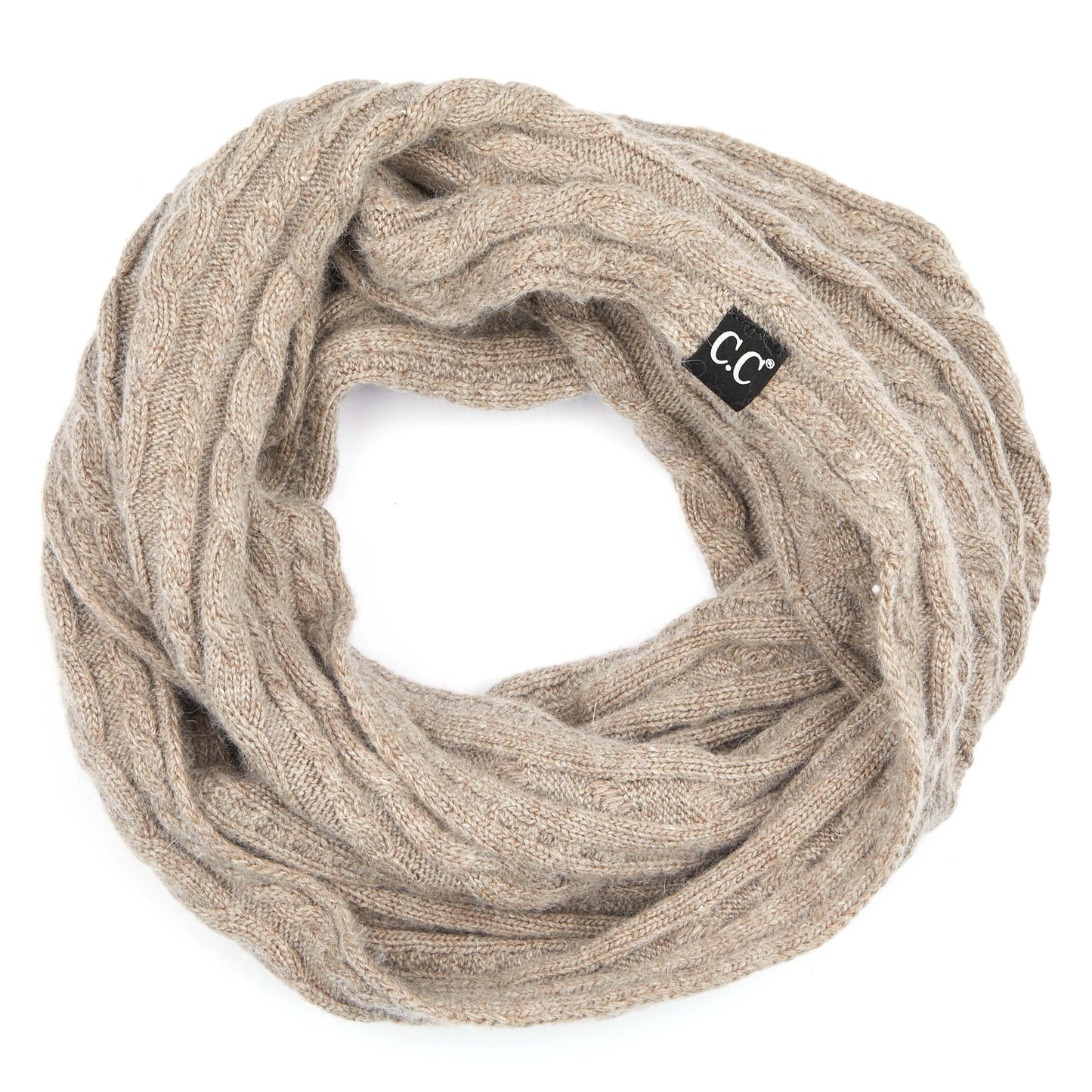 C.C Genuine Ribbed Angora Cable Infinity Scarf