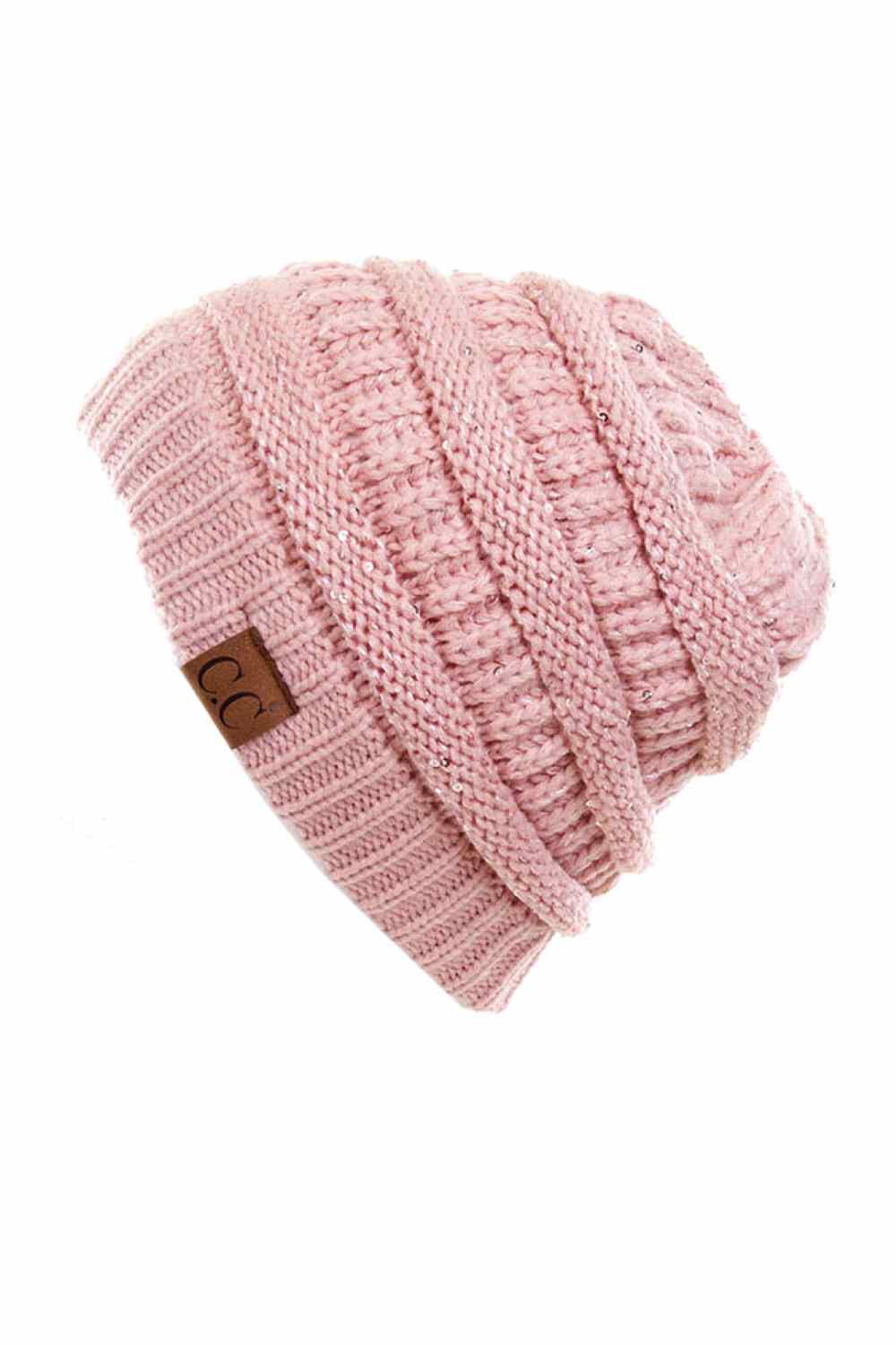 Pink C.C Sequin Ponytail Messy Bun Beanie with open top design lets you pull your hair through for a stylish, effortless look. Crafted from 100% soft acrylic, this cozy beanie keeps you warm while showcasing your ponytail or messy bun. The shimmering sequin detailing adds sparkle and dimension to your winter style. Perfect for casual days, outdoor activities, or layering under jackets. One size fits most for comfortable, versatile wear that works with any outfit.