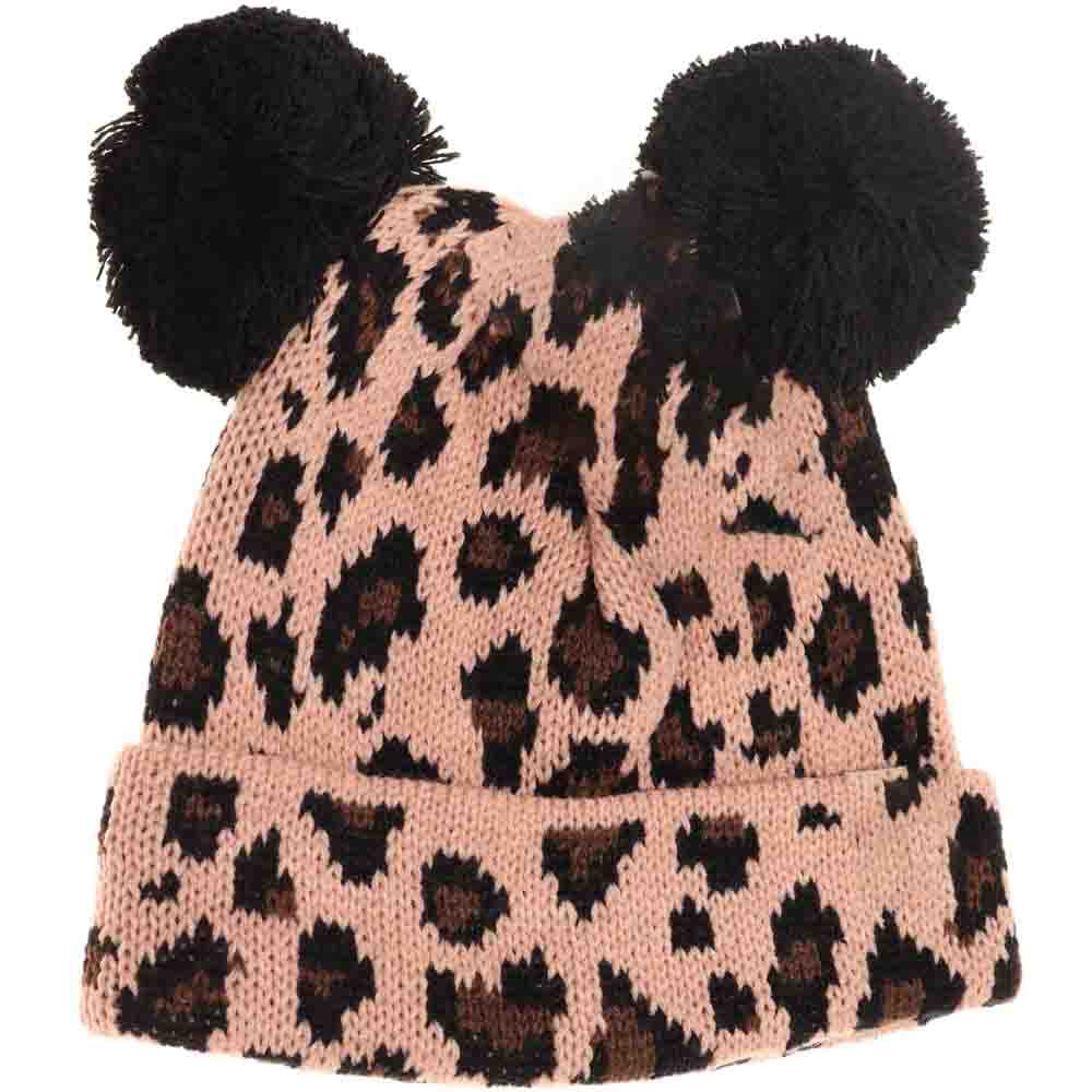 IndiePink Baby Leopard Double Pom Beanie combines warmth and playful design for your little one. Made with a soft, gentle fabric, it ensures cozy comfort while the double pom detailing adds a charming, stylish flair. The subtle leopard print delivers a trendy look, making this beanie an ideal accessory for cold weather protection with a fashionable edge. 