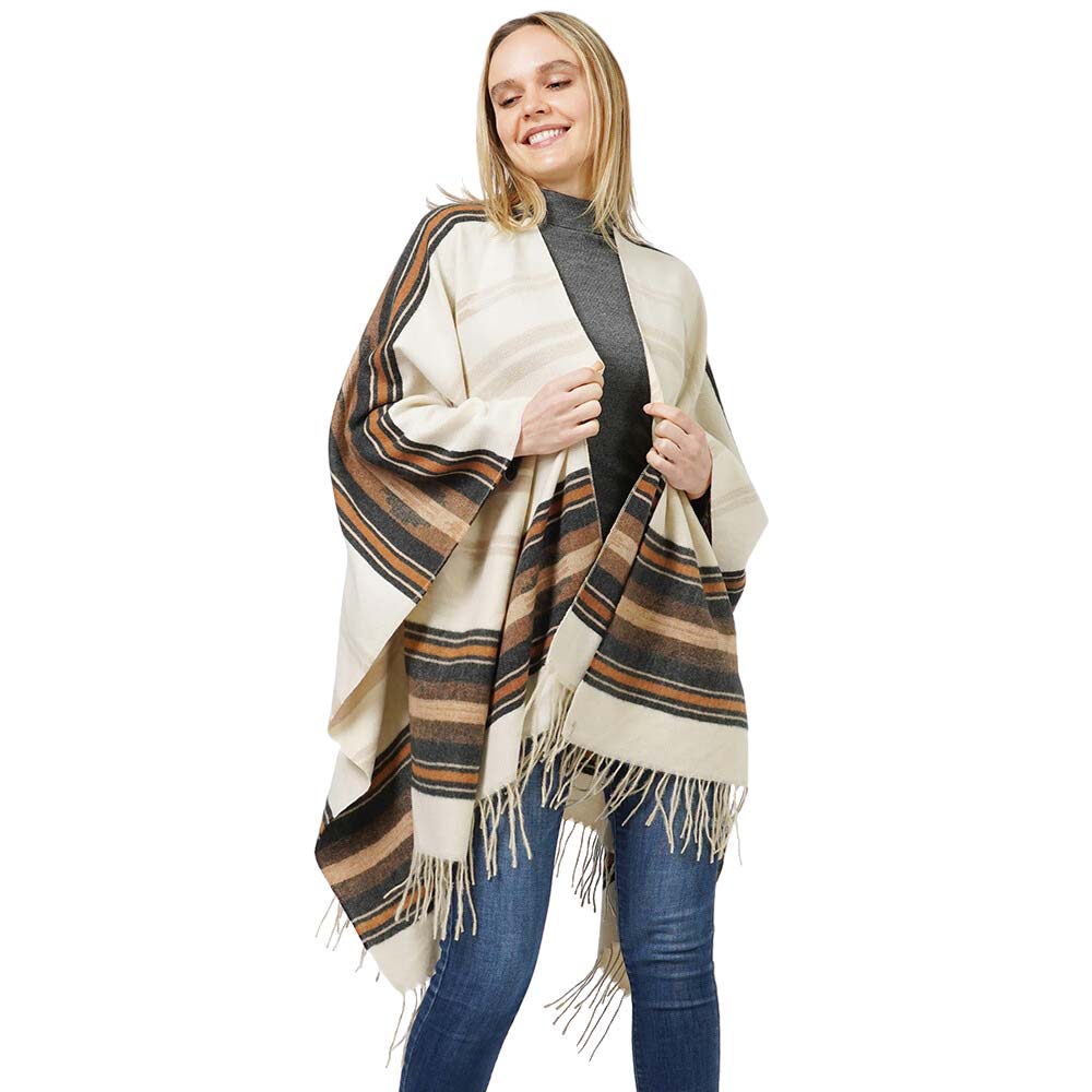 Ivory Aztec Patterned Cape Poncho, With the latest trend in ladies' outfit cover-up! the high-quality knit poncho is soft, comfortable, and warm but lightweight. It's perfect for your daily, casual, party, evening, vacation, and other special events outfits. A fantastic gift for your friends or family.