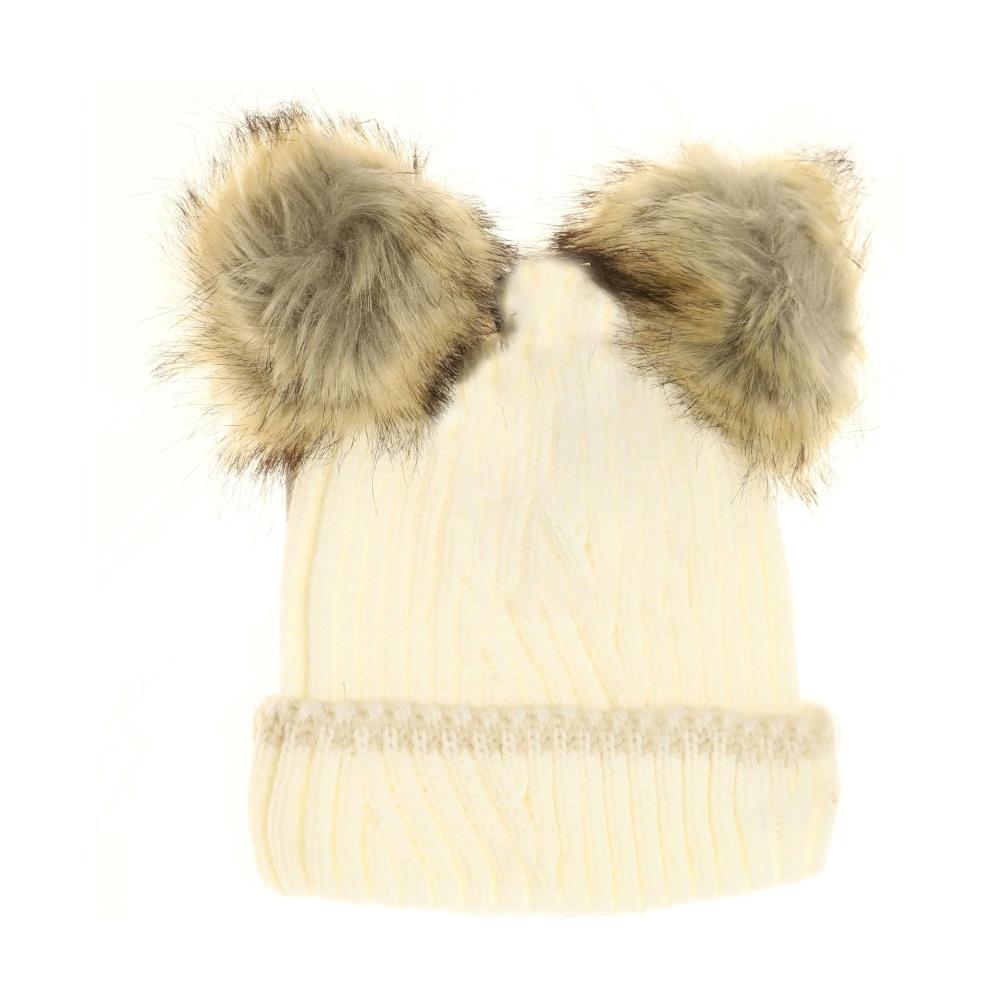 Ivory BABY Solid Knit Double Fur Pom Beanie combines warmth and style with its solid knit fabric and plush double fur pompom. Designed to keep little heads cozy during cold weather, it offers gentle stretch for a comfortable fit. The high-quality knit ensures durability, while the soft double fur pom adds an adorable, classic touch to any outfit. Ideal for everyday wear or outdoor adventures, this beanie provides expert-approved protection against the chill without compromising on style. 