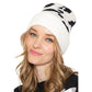 Ivory Black Cow Patterned Ribbed Knit Cuff Beanie Hat, before running out the door reach for this toasty beanie to keep you incredibly warm. Fun accessory, it's the autumnal touch to finish your ensemble. Birthday Gift, Christmas Gift, Anniversary Gift, Regalo Navidad, Regalo Cumpleanos, Regalo Dia del Amor, Valentine's Day Gift