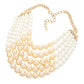 Chunky Multi Strand Pearl Bib Necklace