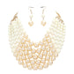 Chunky Multi Strand Pearl Bib Necklace